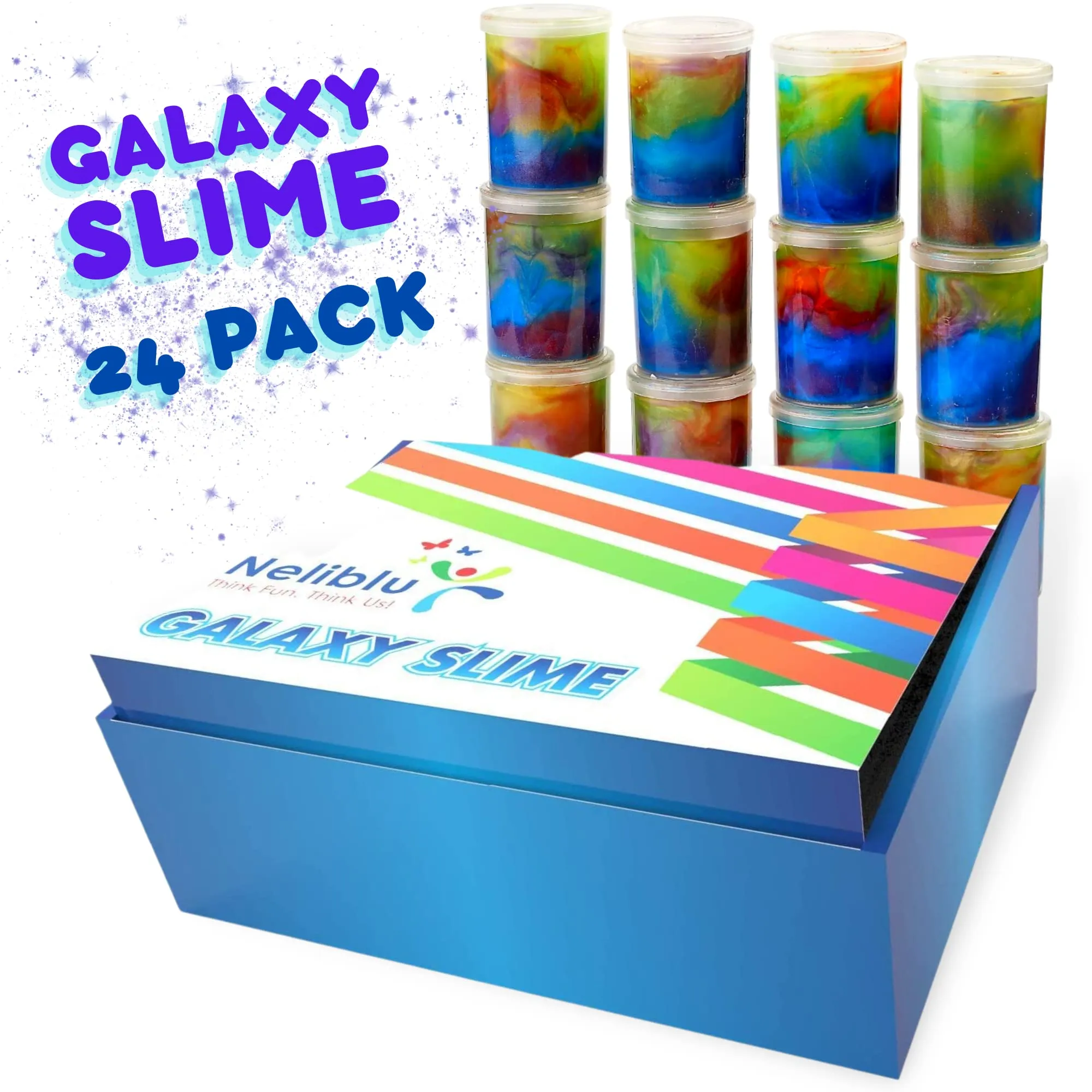 12 Pack Galaxy Slime 15"X3"- Assorted Unicorn Party Favors, Stress Relief Toys