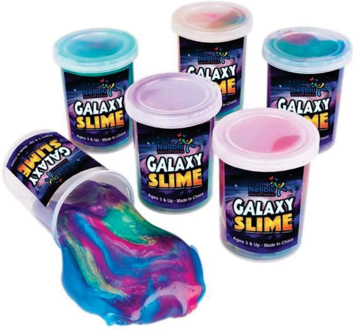 12 Pack Galaxy Slime 15"X3"- Assorted Unicorn Party Favors, Stress Relief Toys