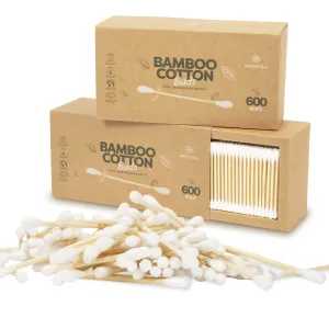 1200 Pack Organic Cotton Swabs Natural Cotton Swabs for Ears Cruelty-Free Cotton Swabs Biodegradable All Natural Chlorine-Free & Hypoallergenic Cotton Swabs Comes with Eco Friendly Cotton Swab Holder