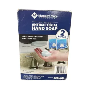 2 Pk Member's Mark Foaming Antibacterial Hand Soap Refill, 33.8 oz, EXP 05/2024