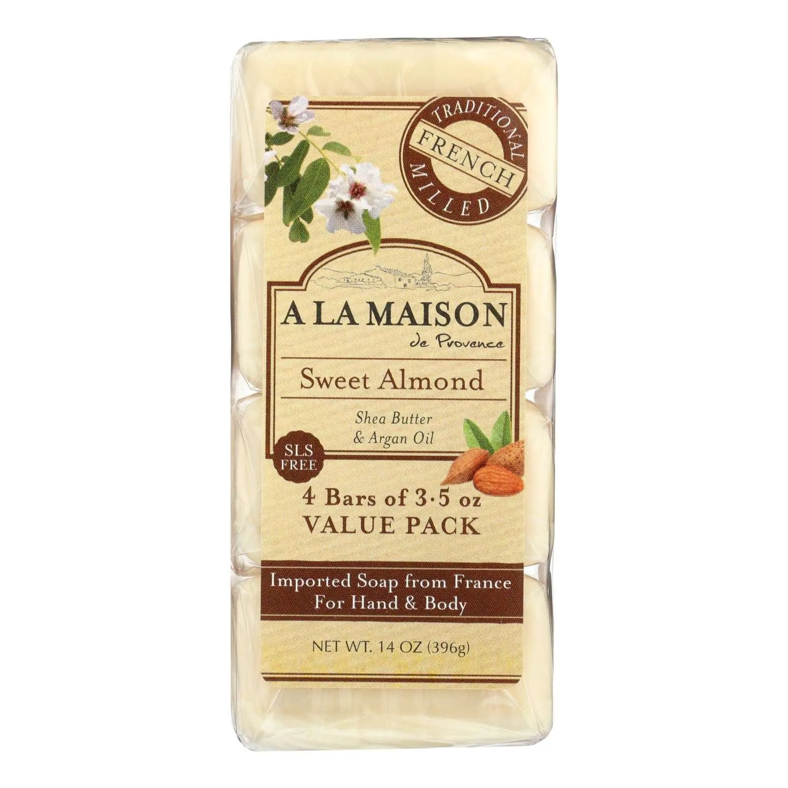 A La Maison Sweet Almond Nourishing Bar Soap (Pack of 4/3.5 Oz.)