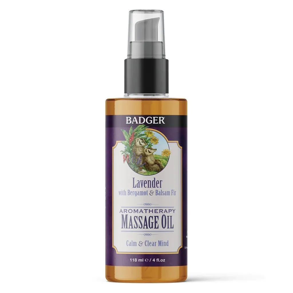 Badger Aromatherapy Massage Oil Lavender 4 oz Bottle