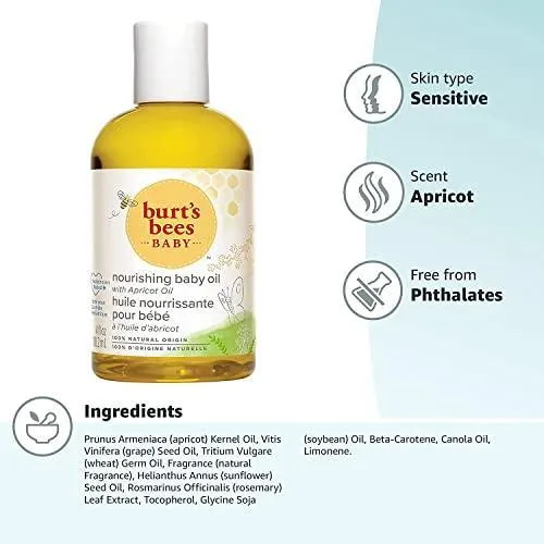 Burt's Bees Baby Oil, Nourishing Baby Moisturiser With Apricot Oil