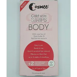 COSMEE COLD WAX STRIPS FACE WITH ROSE HIP OIL SHEA BUTTER RED BERRIES FACE WAX STRIPS