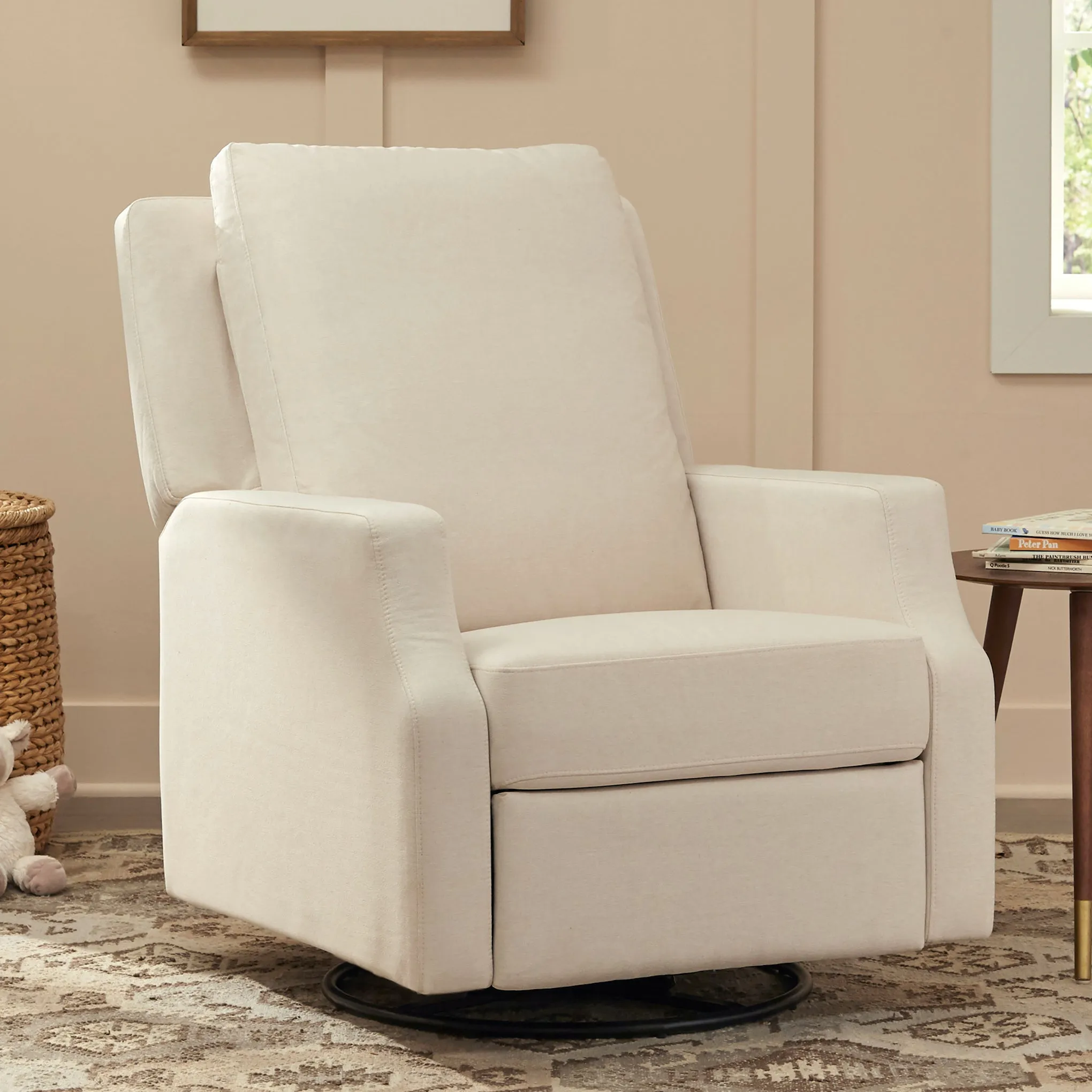 Crewe Recliner   Swivel Glider in Eco-Performance Fabric - Cream