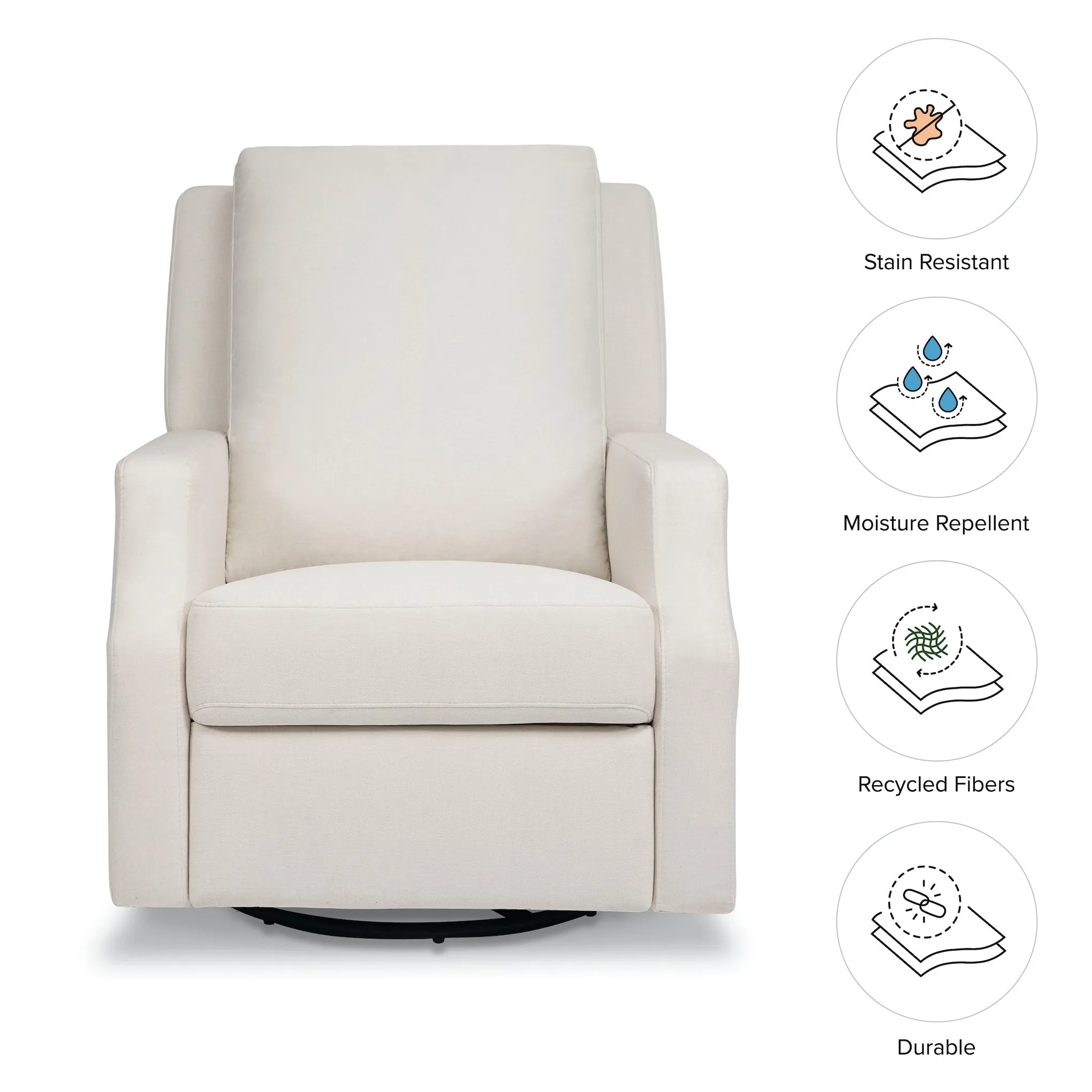 Crewe Recliner   Swivel Glider in Eco-Performance Fabric - Cream