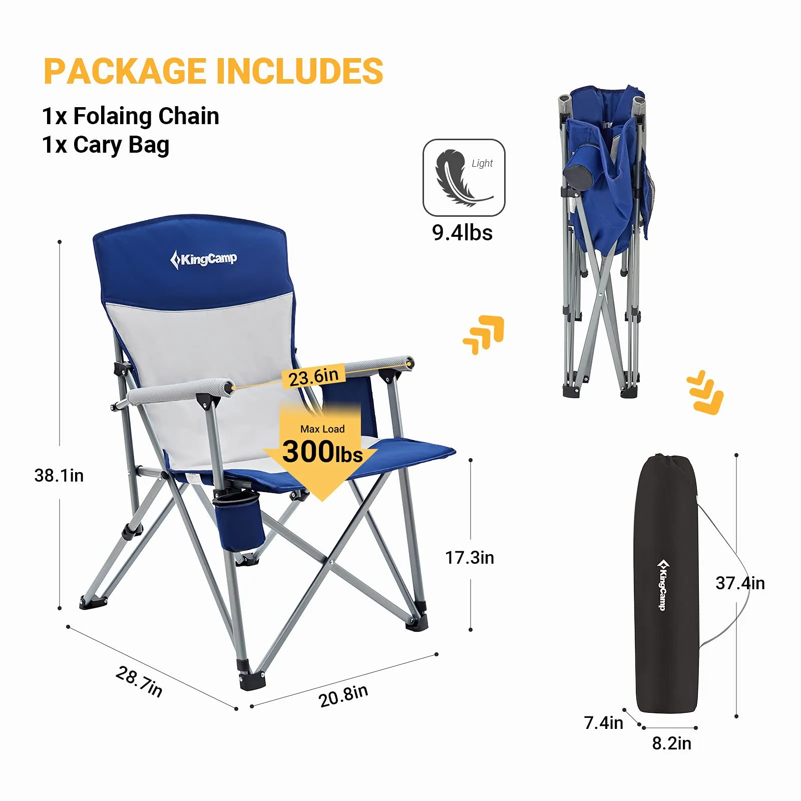 KingCamp Folding Padded Camping Chair