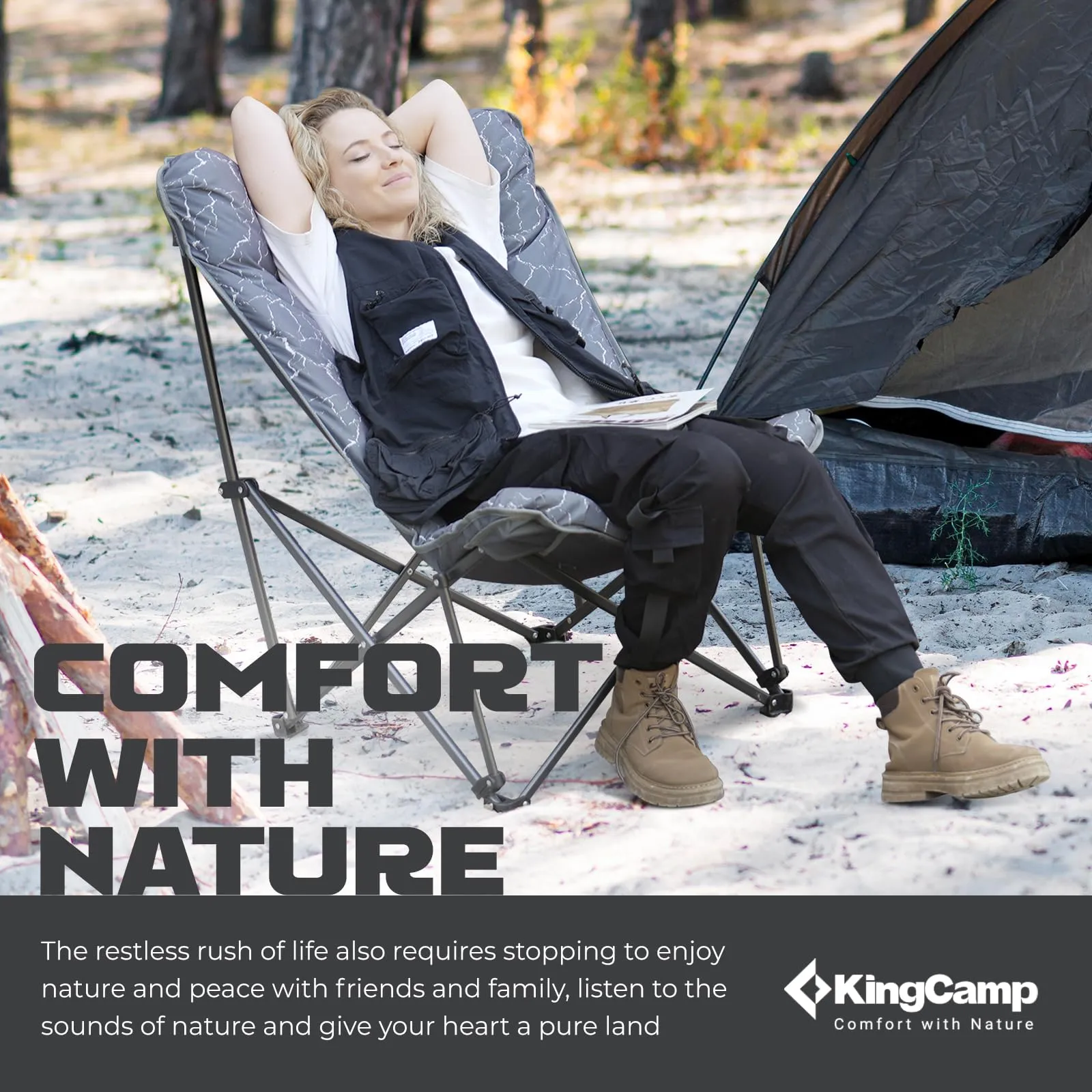 KingCamp LEMON C10 Padded Butterfly Folding Camping Chair