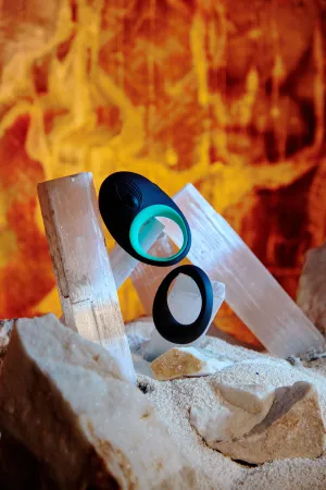 Link Up Pinnacle Vibrating Cock Ring - Black/Teal