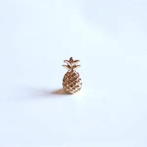 Shiny Vermeil Gold Pineapple Charm Pendant- 18k gold over Sterling Silver Pineapple, Hawaiian Pineapple Pendant, Gold Pine cone Charm, 284