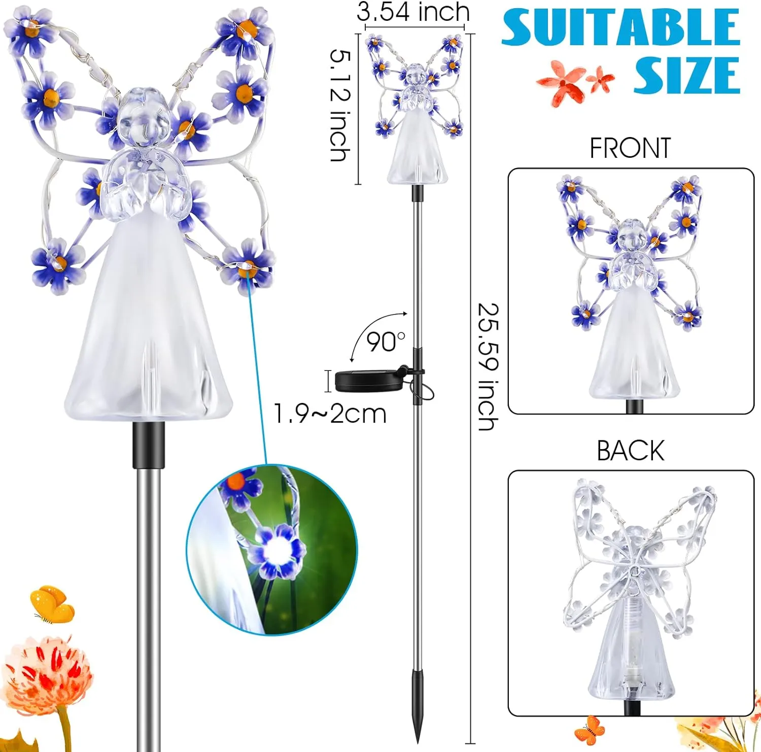 Solar Angel Garden Stake Lights-Blue