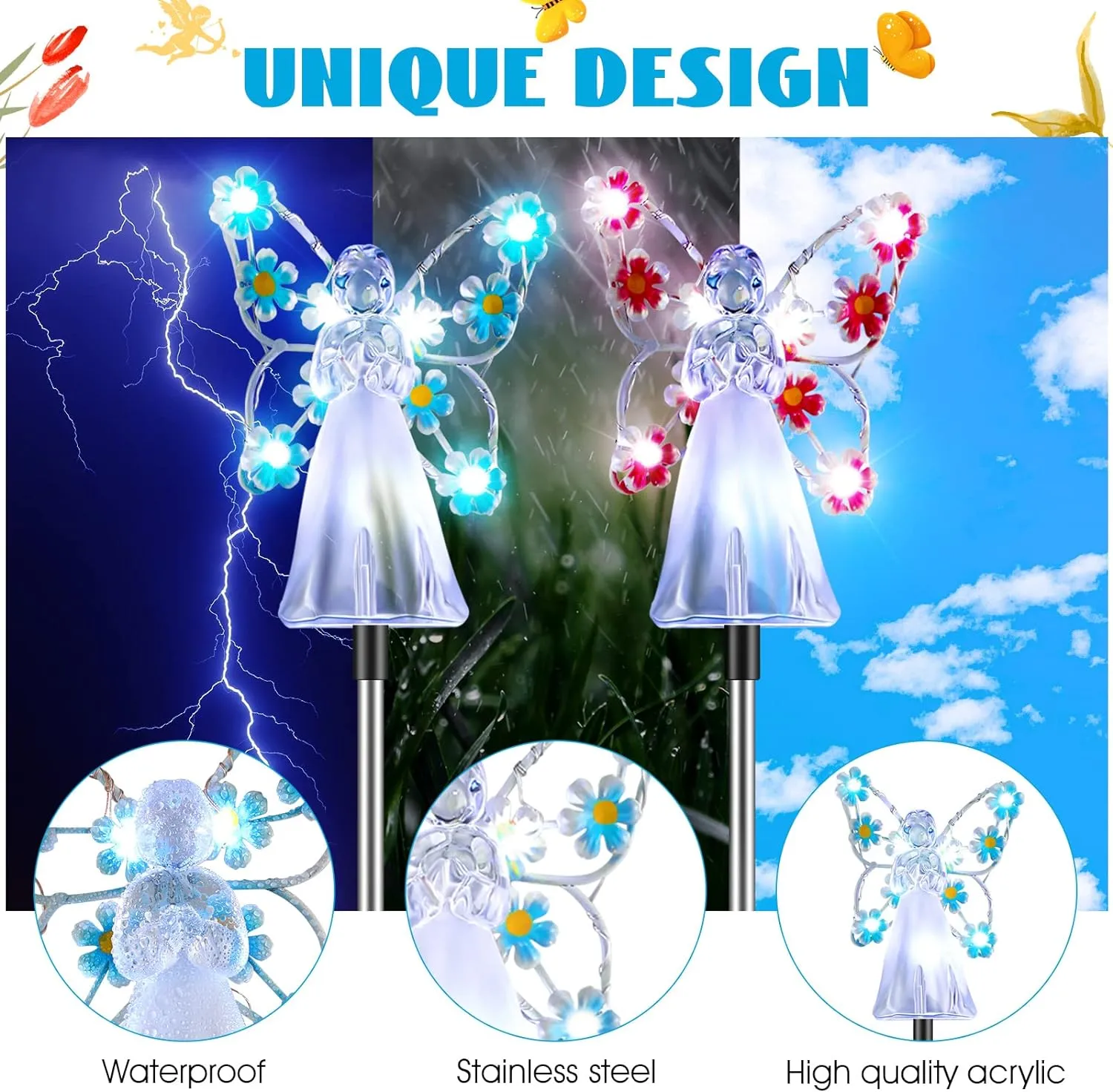 Solar Angel Garden Stake Lights-Blue