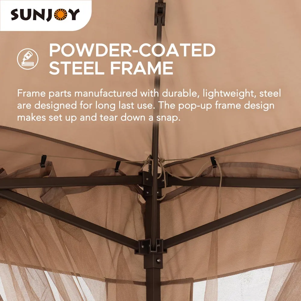 SUNJOY 11x11 Pop Up Gazebo Tent with Netting and Carry Bag