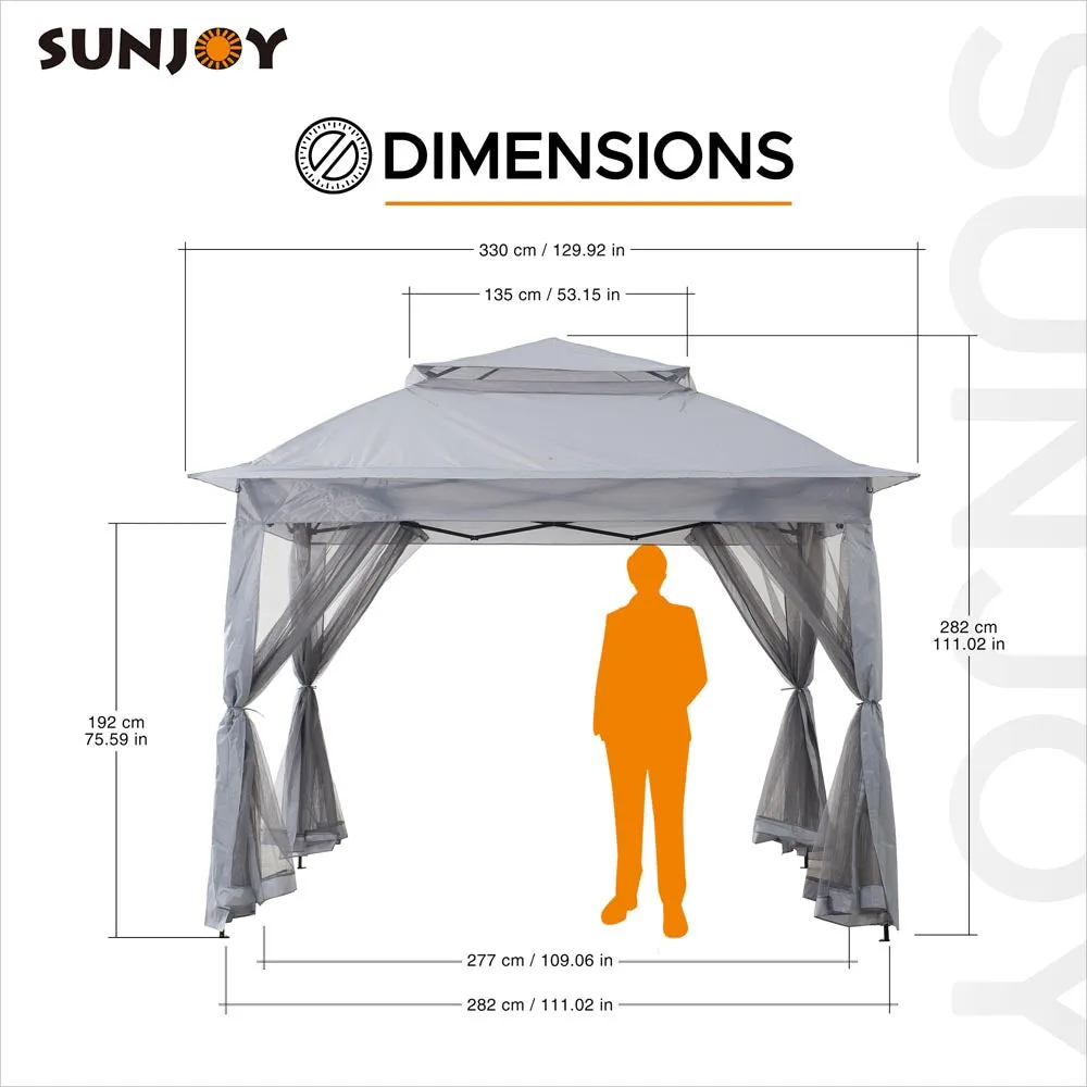 SUNJOY 11x11 Pop Up Gazebo Tent with Netting and Carry Bag