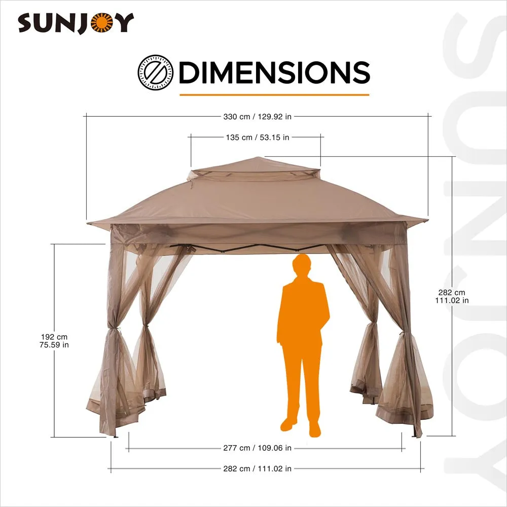 SUNJOY 11x11 Pop Up Gazebo Tent with Netting and Carry Bag